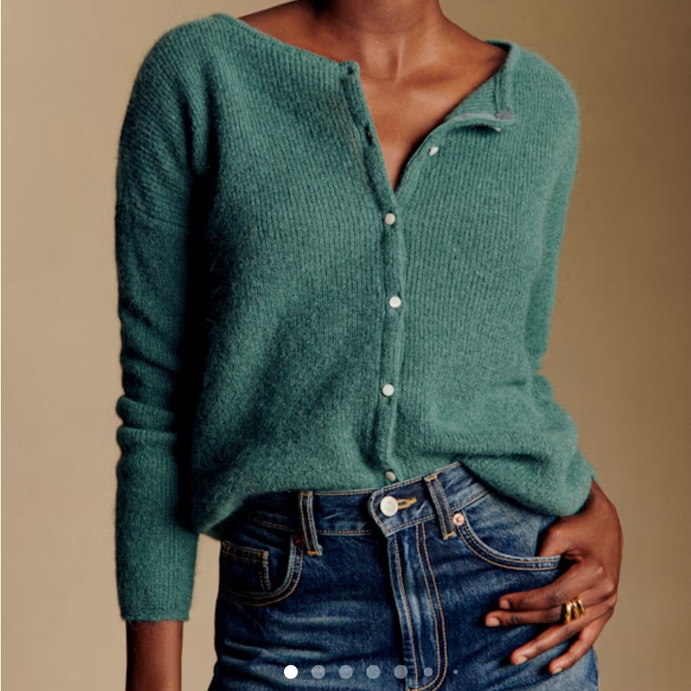 Sezane Teal Gaspard Cardigan - Picture 2 of 13